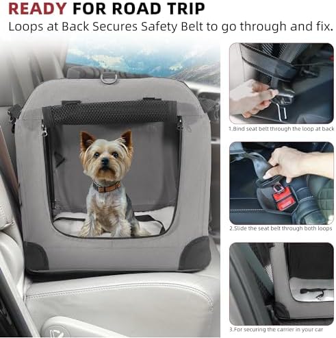 Petprsco Large Cat Carrier for 2 Cats/Small Dogs 24"x17"x17" for Car Travel - Image 3