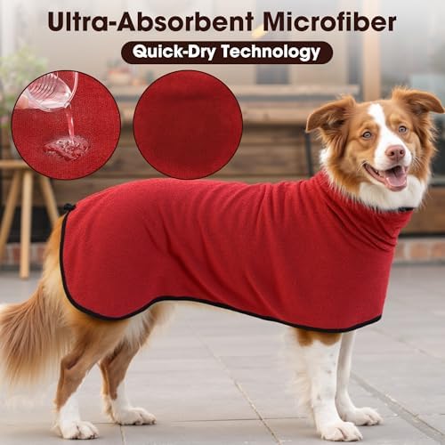 Microfiber Dog Bathrobe, Super Absorbent Dog Drying Coat - Image 4