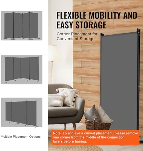 VEVOR Room Divider, 4 Panel Room Divider, Freestanding Room Partitions - Image 5