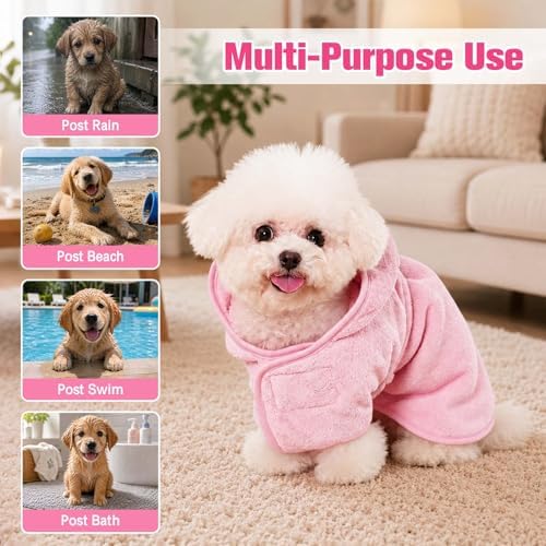 Dog Bathrobe Towel with Hood Super Absorbent Pet Bath Robe - Image 3