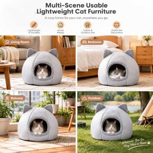 Cat Cave Beds for Indoor Cats, Cushion Bed Dog Pet Shelter House - Image 5