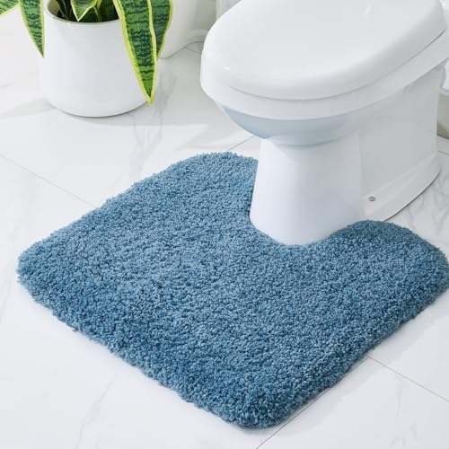 Disolla Toilet Rug 22x24 Blue, Soft Toilet Mat U-Shaped Washable by Disolla