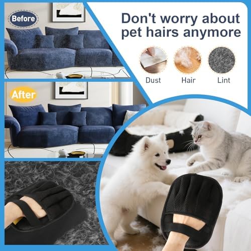 Pet Hair Removal Glove for Cats & Dogs, Five-Finger Electrostatic Pet Hair - Image 7