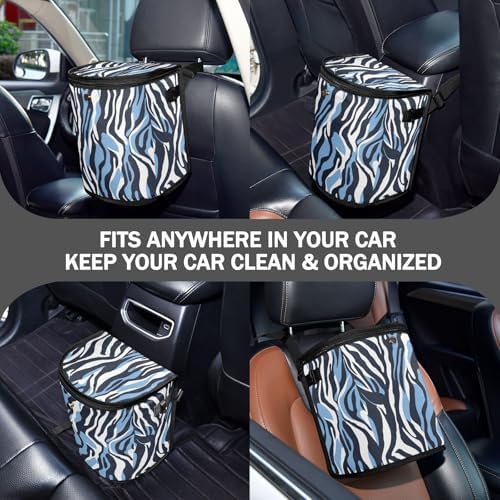 Car Trash Can Blue and White Zebra Car Garbage Bag - Image 3
