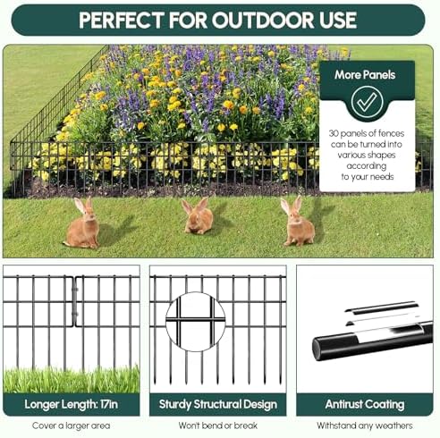 42.5ft x 13in Garden Fence Animal Barrier, 30 Panels No Dig Fence - Image 4