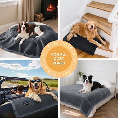 Luciphia Waterproof Bed Blanket Washable, Soft Sherpa Fleece Puppy Reversible - Image 4