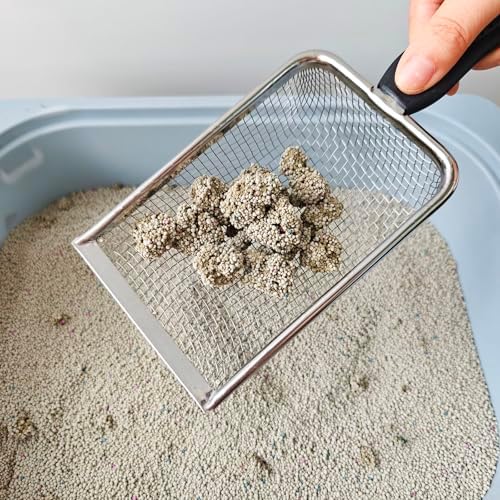 2 Packs Litter Scoop Stainless Steel Mesh Poop Scooper, Metal Litter Box Pooper - Image 4