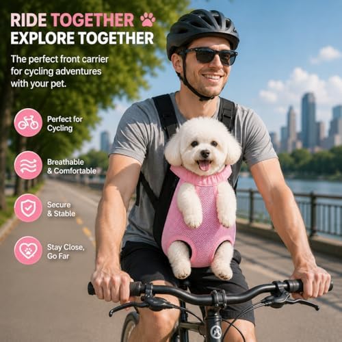 Pet Front Carrier for Small Dogs & Cats, Breathable Legs-Out Riding Carrier for - Image 4