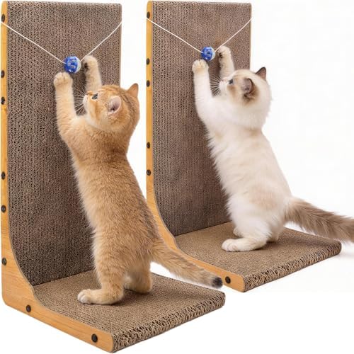 2 Pack Cat Scratcher, 23.6 Inch L Shape Vertical Cat Scratching Board by YesBes