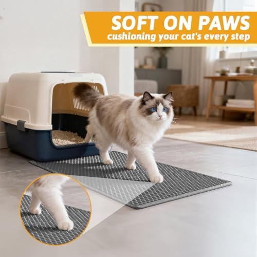 Pieviev Cat Litter Mat, Double-Layer Waterproof Litter Trap - Image 4