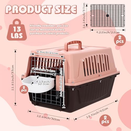 2 Set 18.9" Pet Carrier for Small Cats and Dogs, Hard Sided Plastic Cat Kennel - Image 2