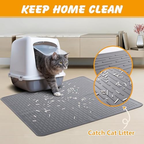 Silicone Cat Litter Mat, Waterproof, Raised Edge, 28 x 20 in - Image 2