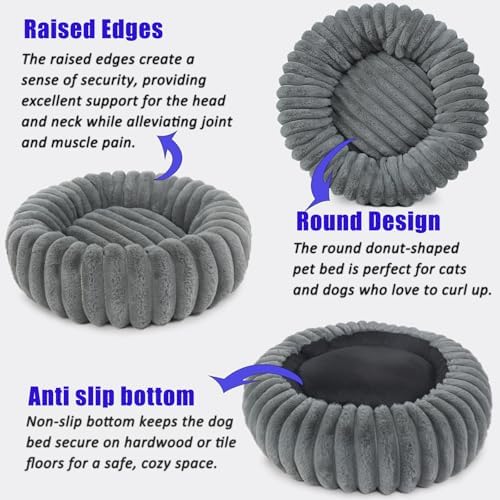 Dog Beds Small Sized Dog Washable Calming Anti-Anxiety Donut Puppy Bed - Image 5