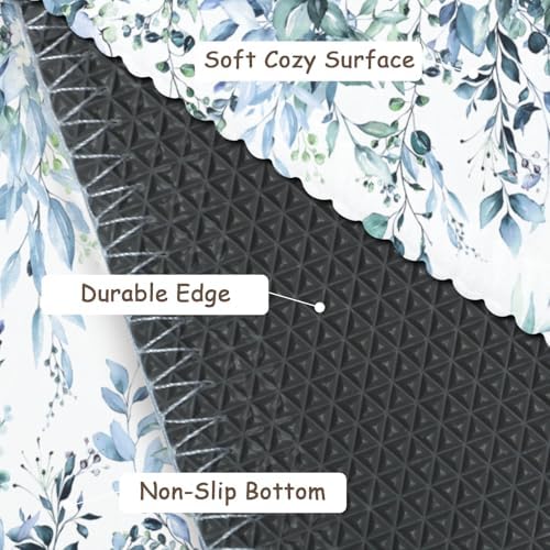 Giwawa Blue Eucalyptus Bath Rug Sage Leaves Bathtub Mat Extra Soft Absorbent - Image 4