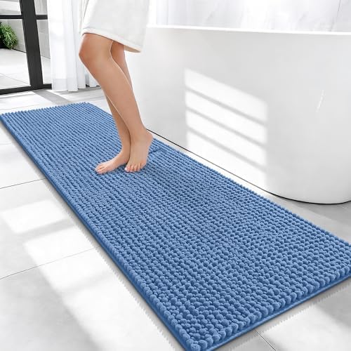 OLANLY Thick Chenille Bathroom Runner Rugs Mats 59x20, Cornflower Blue by OLANLY