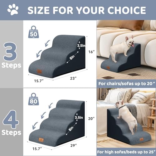 Zerbuger Dog Ramp and Stairs for Bed, Dark Grey 4 Steps 20" H - Image 2