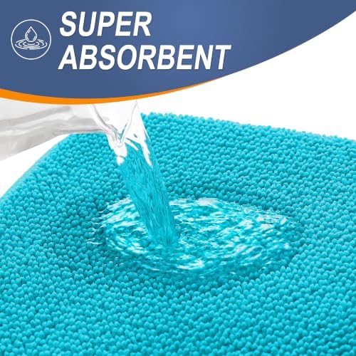 OLANLY Thick Memory Foam Bathroom Rugs 30x20, Absorbent Bath Mat, Aqua Sky - Image 3