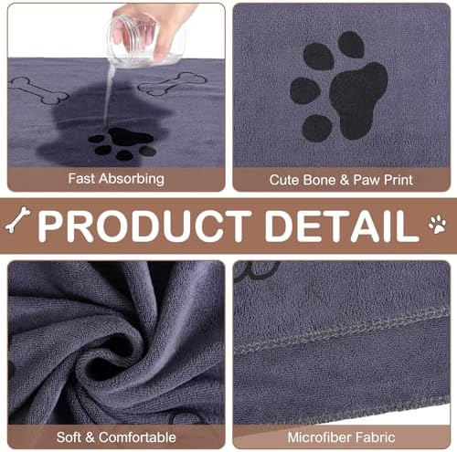 8 Pcs Dog Towel for Drying, 40 x 24 Inch, Dog Paw and Bone - Image 3