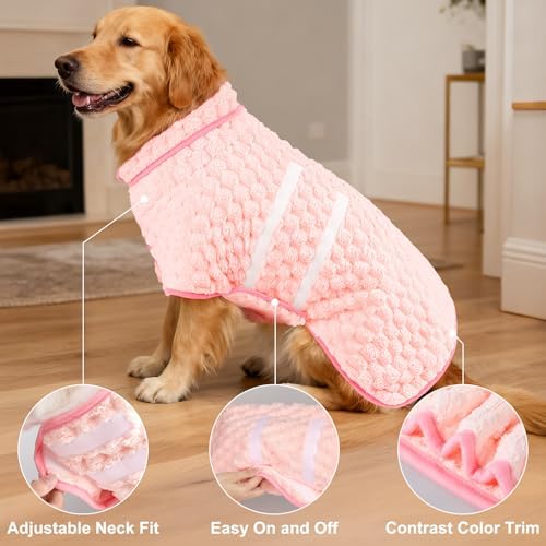 Glittme Dog Bathrobe, Super Absorbent Fleece Drying Robe - Image 5