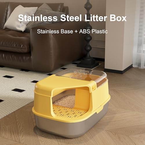 3-in-1 Convertible Cat Litter Box, ABS + Stainless Steel Pan, Enclosed Low - Image 7