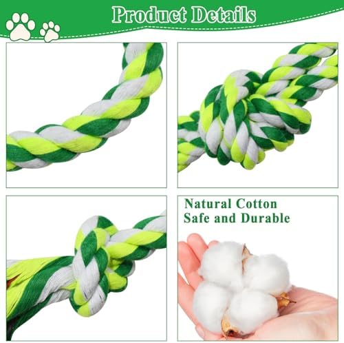 ASOCEA 5 Pack Cotton Rope Toys for Puppy Teething Small Dogs Green - Image 3