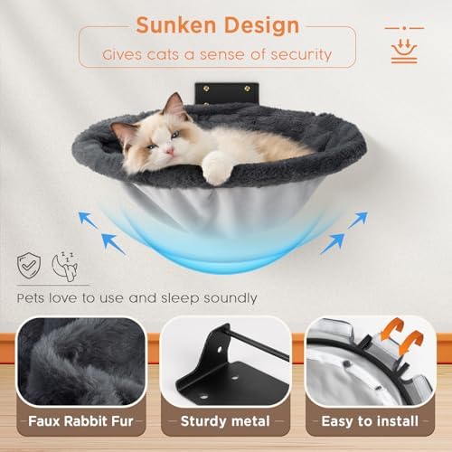 JUNSPOW Cat Hammock Wall Mounted, Foldable & Stable Cat Beds- Breathable Cats - Image 3