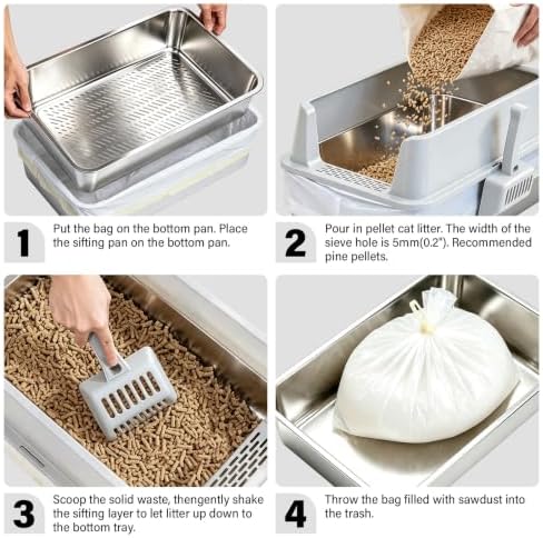 Stainless Steel Sifting Litter Box, XL Litter Boxes - Image 5