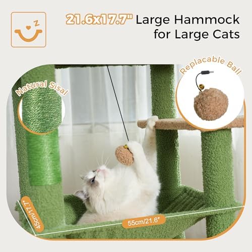 72" Cactus Cat Tree with Hammock & Scratcher Posts - Image 3
