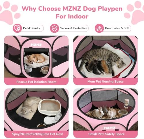 Dog Cat Small Animal Puppy Playpen Crate, Whole Pink - Image 3