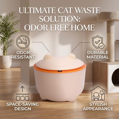 Cat Litter Trash Can White Compact Fully Enclosed Waste Container - Image 3
