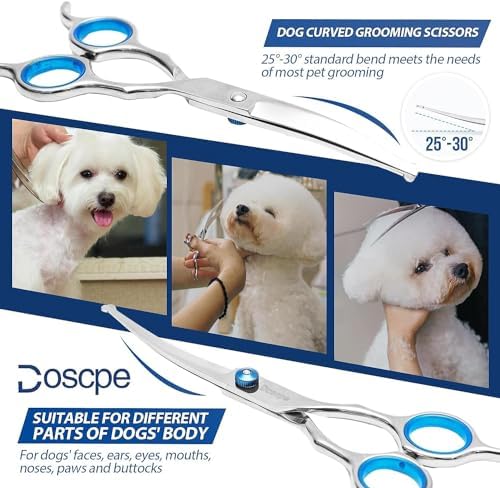 Curved Dog Grooming Scissors 7.28 inches Round Tips Pet Grooming Shears - Image 4