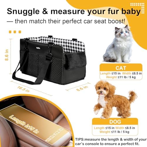 Console Dog Car Seat for Small Dogs Cats Up to 11lbs, Anti-Collapse Pet Armrest - Image 2
