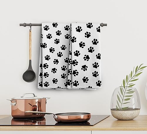 Dog Paws Towel, Dogs Paw Kitchen Towels and Dishcloths Set of 2, Cute Dogs - Image 5