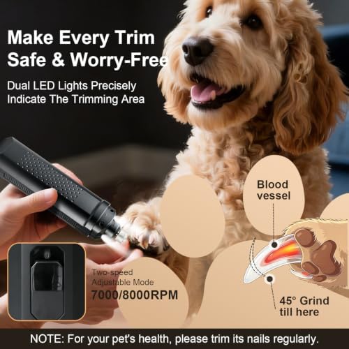 Dog Nail Grinder Silent Upgraded Cordless Grooming - Image 3