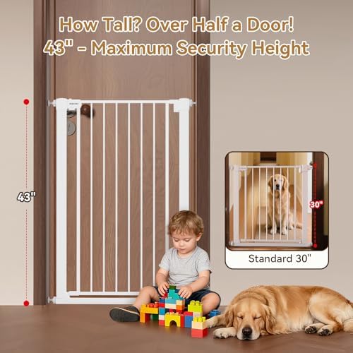 43 inch Tall Safety Dog Gate Adjustable 29.7-45.2 inch Extra-Wide Metal Pet - Image 3