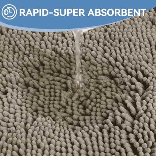 Bcoimo Bath Rug Mat, 30x20 Chenille High Absorbent Latte Bathrom Floor Mats - Image 5