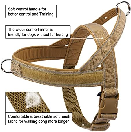 No Pull Dog Harness Brown for Small Medium Large Sized Dogs, Reflective Escape - Image 4