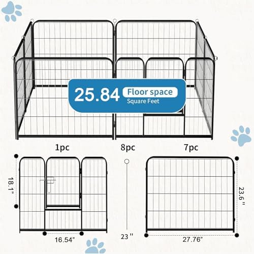 NEWBULIG Dog Playpen 8 Panels 24 Inch Indoor Outdoor Metal Dog Fence Pen - Image 5