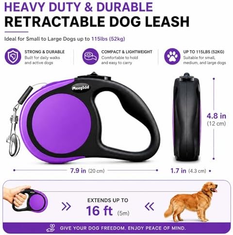 Heavy Duty Retractable Dog Leash-16ft Strong & Durable Walking Leash - Image 2