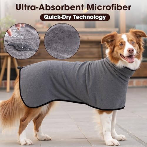 Microfiber Dog Bathrobe, Super Absorbent Dog Drying Coat - Image 4