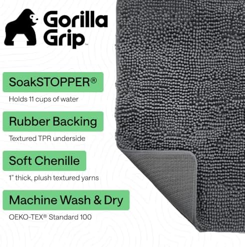 GORILLA GRIP SoakSTOPPER Dog Door Mat, Machine Wash and Dry, 30x20 Charcoal - Image 3