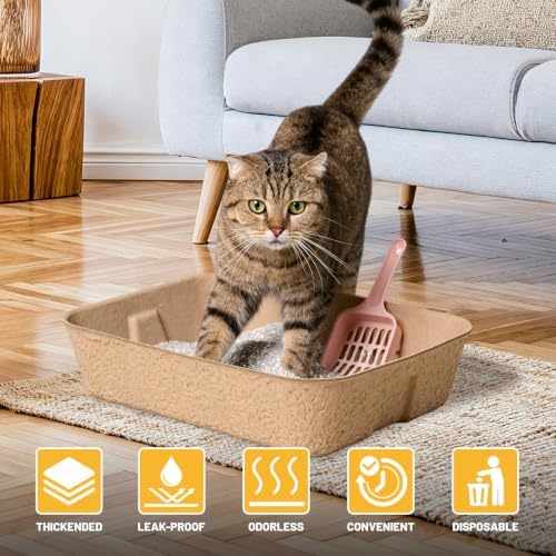 6 Pack Disposable Cat Litter Boxes, Leak-Proof Cardboard Kitty Litter Trays - Image 3