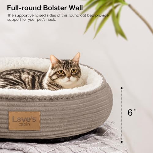 Love's cabin Round Donut Cat and Dog Cushion Bed, 20in Pet Bed - Image 5