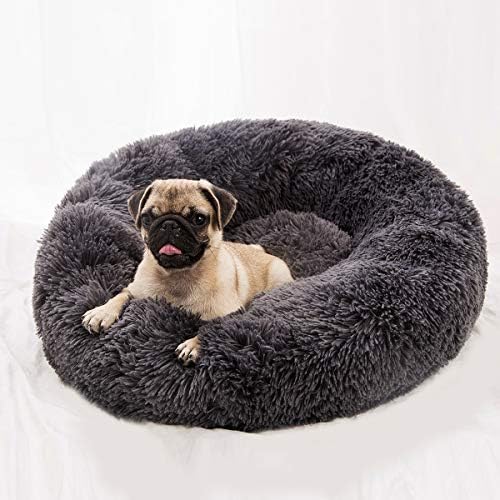 Plush Calming Donut Dog Bed for Small to Medium Dogs, 28 Inch Round Pet Bed by BODISEINT