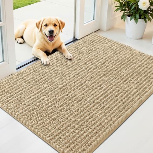 OLANLY Dog Door Mat for Muddy Paws 44x32, Ultra-Absorbent Chenille Mud Mat by OLANLY