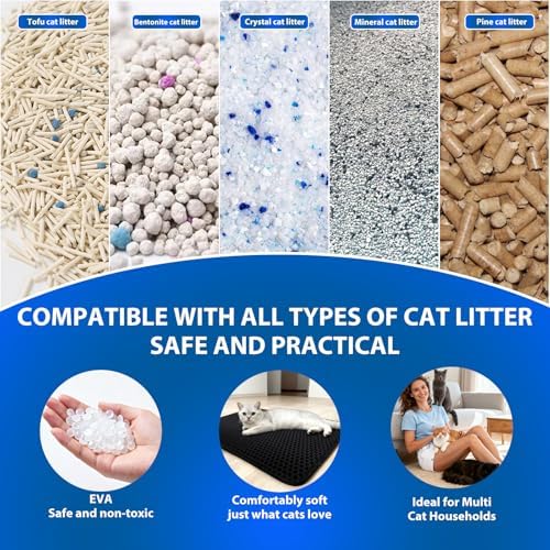 Cat Litter Box Mat, Double-Layer Honeycomb Litter Trap 35"x24" Black - Image 5