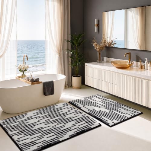 BSICPRO Bathroom Rugs Sets 2 Piece, Modern Bath Mat 20"x32"+16"x24" - Image 5