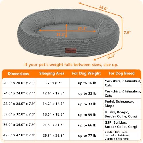 Dwanton Orthopedic Medium Dount Dog Bed, Egg-Crate Foam Round Dog Sofa - Image 6