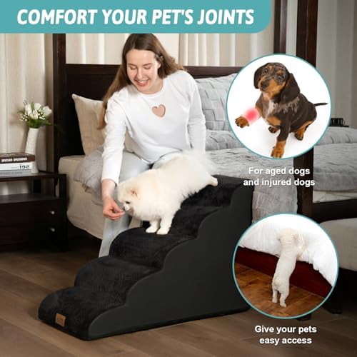COZY KISS Wide Dog Stair for Small Dog 22.6" H, 5 Step Pet Ramp for Bed - Image 2