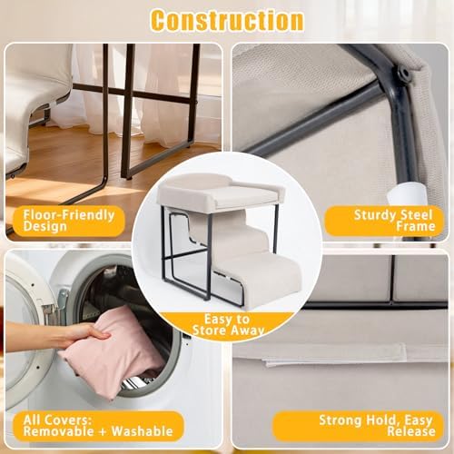 Dog Window Perch with Removable Stairs, Cat Window Seat with Cushioned Platform - Image 4